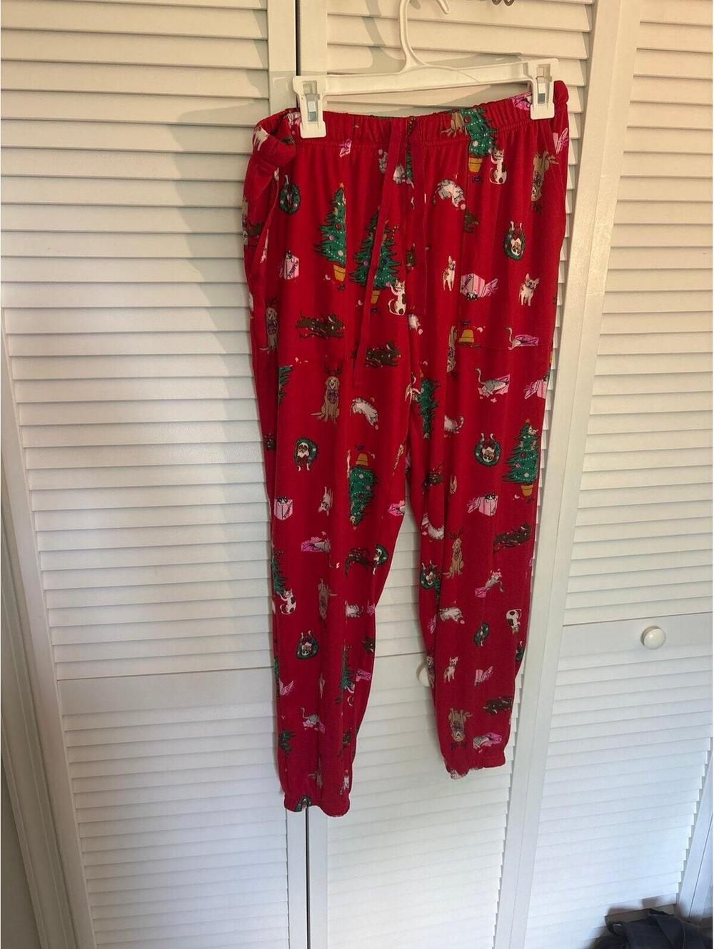 Joyspun Christmas Holiday red pajama pants Lg